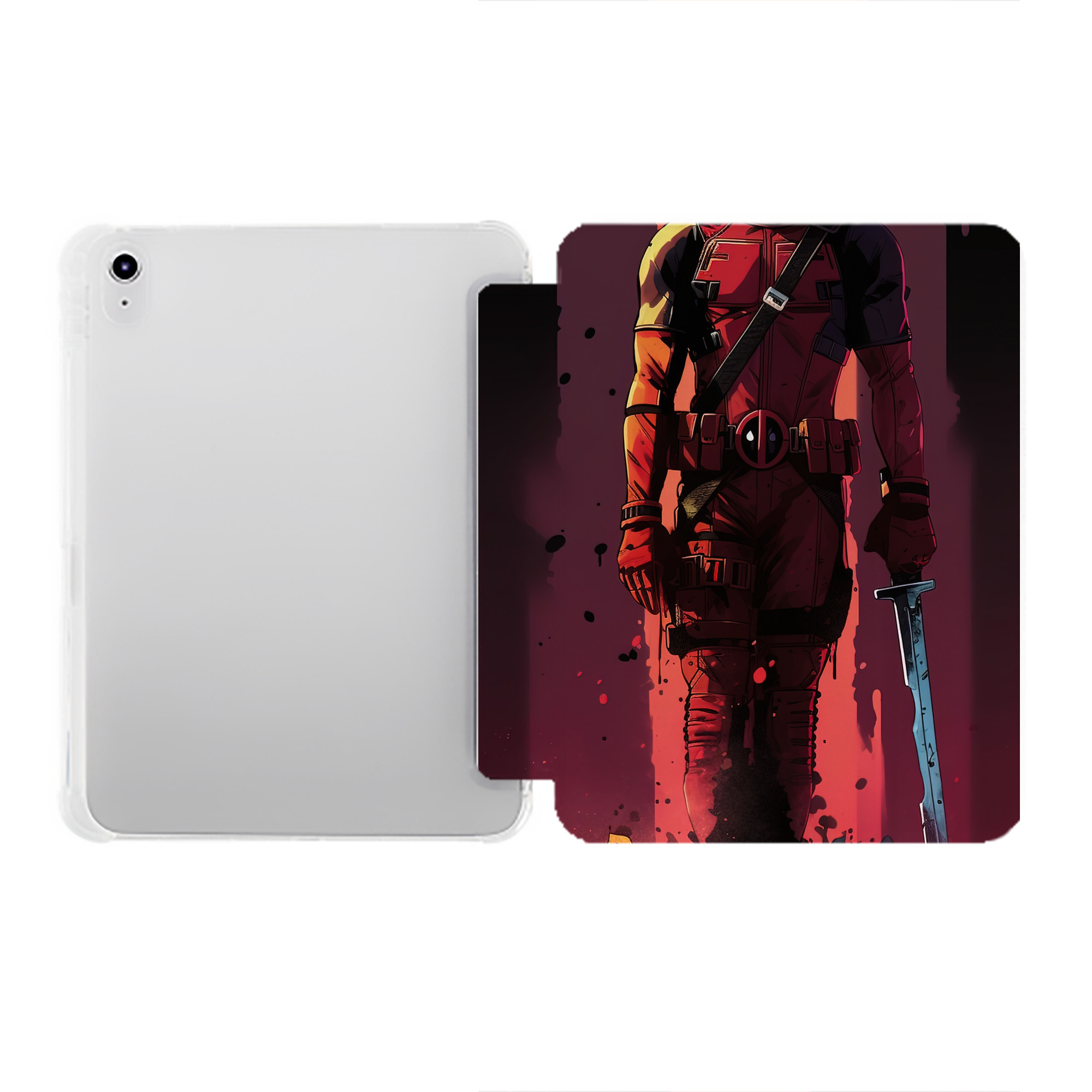 （画像用） Deadpool デッドプール IPad ケース ペン収納付き 三つ折りスタンド PUレザー×シリコン 対応機種9.5/10.5/10.9インチ